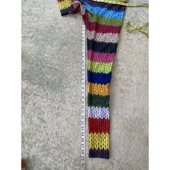 Badinka Size Medium Colorful Striped Yarn-Appearance Leggings Festival Rave - Picture 6 of 8